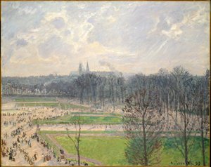 Tuileriesin puutarha talvi -iltapäivänä tekijältä Camille Jacob Pissarro